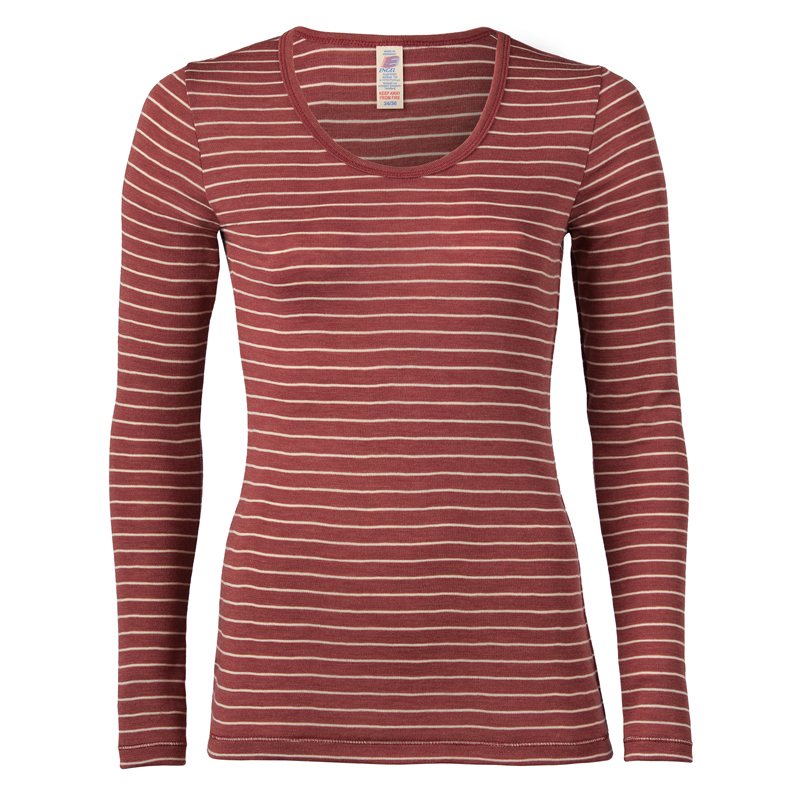 724975_5211E Damen-Shirt langarm – Wolle/Seide, kupfer geringelt – Bild 1