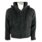 Jacke Schurwolle mit Kragen und Kapuze, anthrazit – Bild 2
