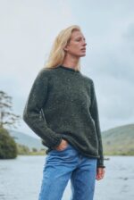 ARAN Brackloon Damen-Tweedpullover mit Rollkante