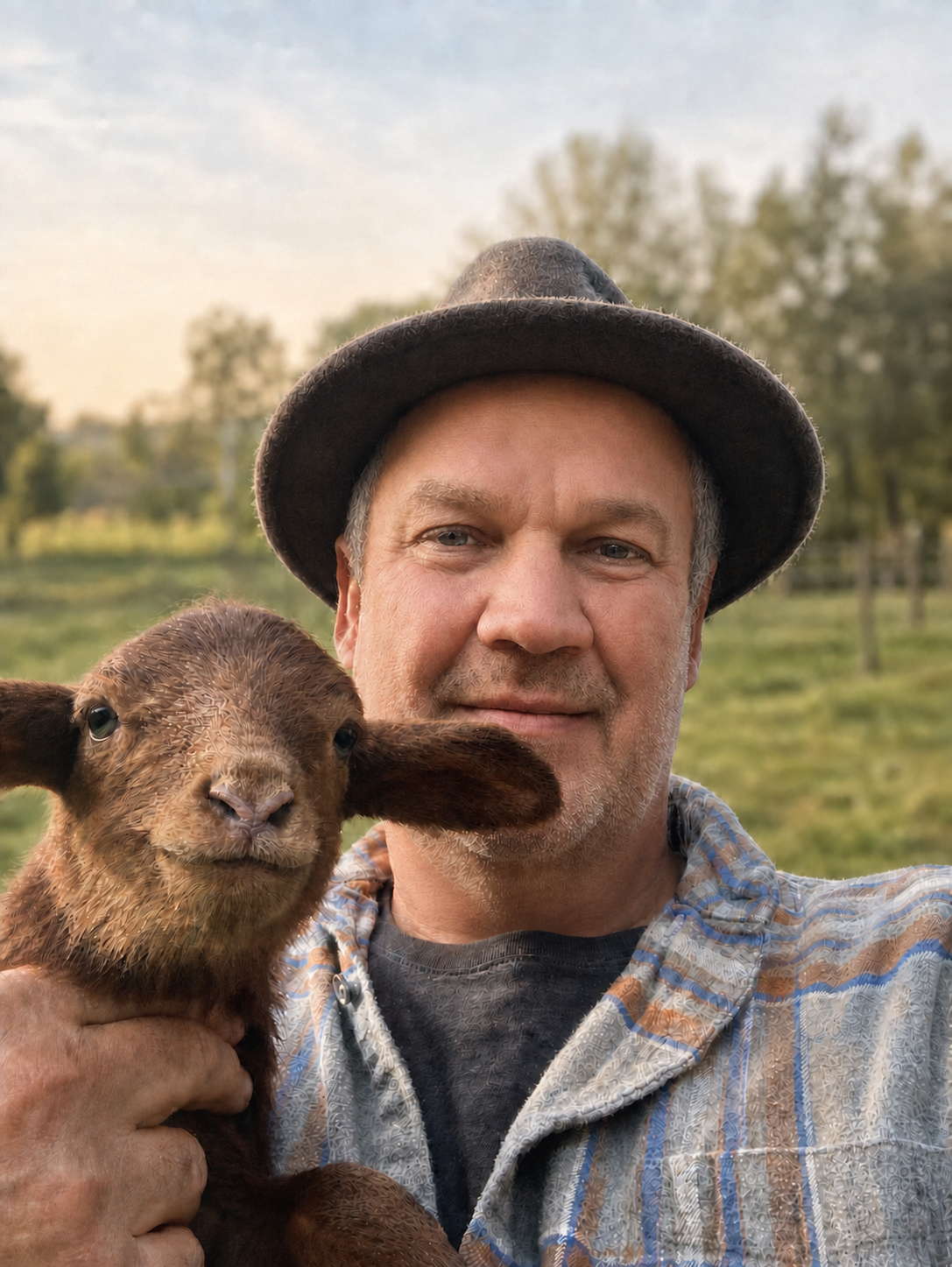 Marcus Jansen mit einem Lamm aus der eigenen Herde
