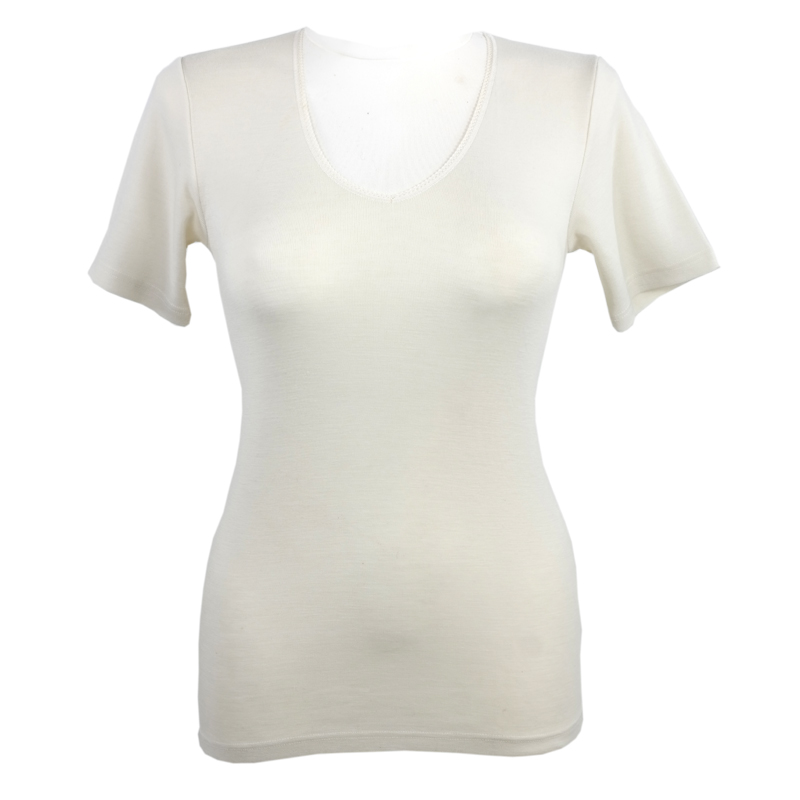 hocosa_kurzarm_weiss Bio-Damen-Unterhemd kurzarm, 100% Merinowolle – Bild 1