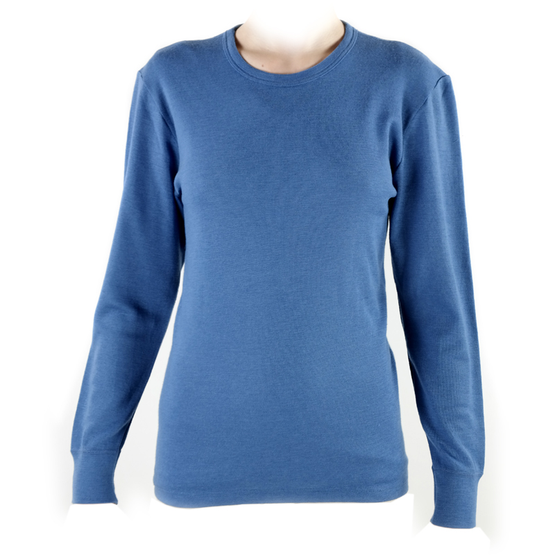 hocosa_langarm_blau Bio-Unterhemd Langarm, blau, 100% Merinowolle – Bild 1