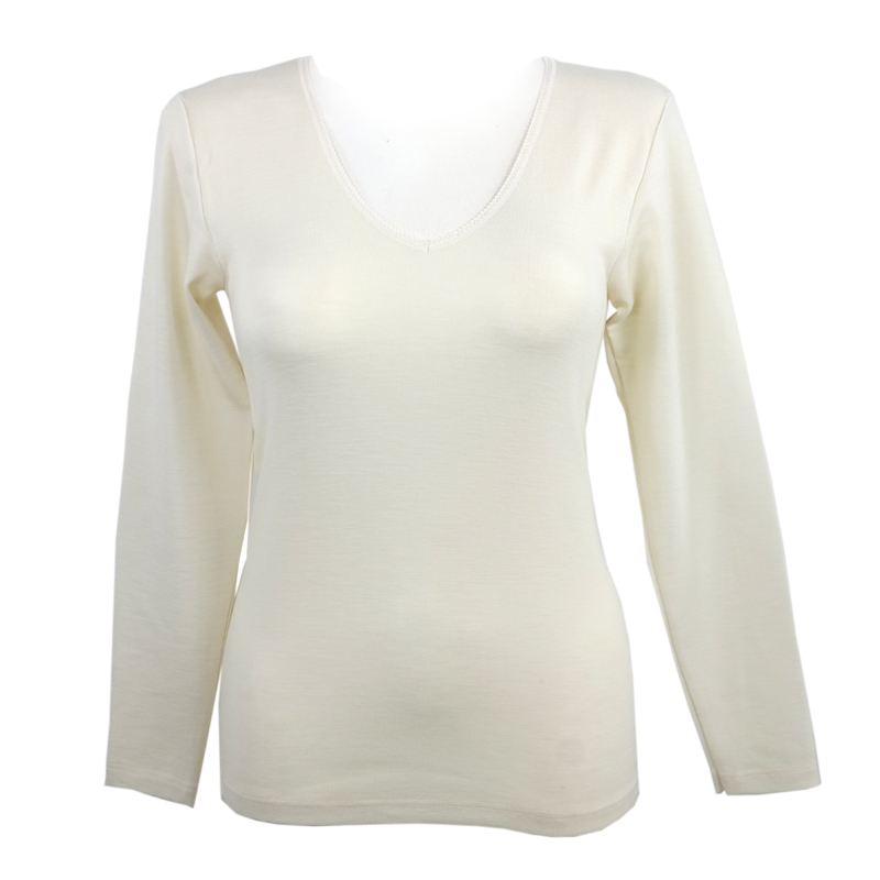 hocosa_langarm_weiss Bio-Damen-Unterhemd langarm, 100% Merinowolle – Bild 1
