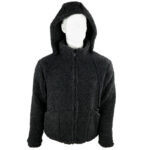 Jacke Schurwolle mit Kragen und Kapuze, anthrazit