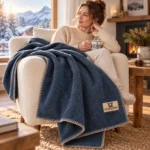Weiche Kaschmir- und Merinowolldecke LUMA SOFT Single, dunkelblau – Bild 2