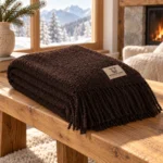Woll-Bouclé-Plaid PARIS dunkelbraun